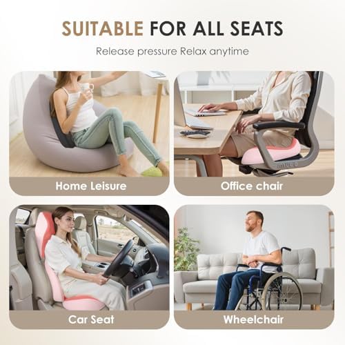 FLORICH Upgraded 3-in-1 Memory Foam Car Seat Cushion Set with Lumbar Support & Neck Pillow, Washable Driving Seat Cushion for Back & Sciatica Pain Relief, Non-Slip Seat Cushion for Car, Office-Pink - Image 5