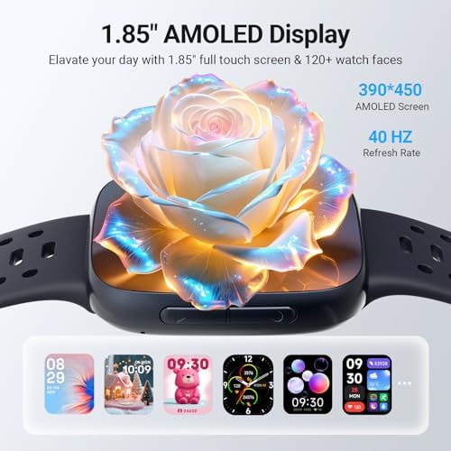 Smart Watches for Men Android iPhone (2 Bands), 1.85" AMOLED Screen Smartwatch Fitness Tracker 3ATM Waterproof with Bluetooth Calls, AI Control, Heart Rate/SpO2/Sleep Monitor, 7 Days Battery - Image 2
