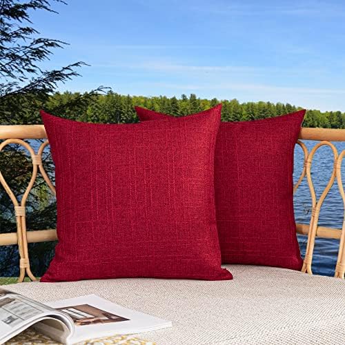 Kevin Textile Outdoor Waterproof 24”x24” Pillow Covers 2 Pack, Red by KevinTextile