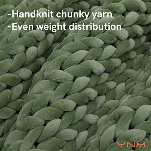 YnM Velvet Weighted Blanket, Handmade Chunky Knitted Design, Soft and Cozy, Temperature Regulating and Breathable, Machine Washable Throw for Sleep or Home Decor (Avocado Green, 60x80 Inch, 15lbs) - Image 2