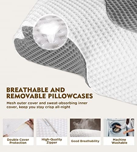 Osteo Cervical Pillow for Neck Pain Relief, Hollow Design Odorless Memory Foam Pillows with Cooling Case, Adjustable Orthopedic Bed Pillow for Sleeping, Support for Side Back Sleepers - Image 6
