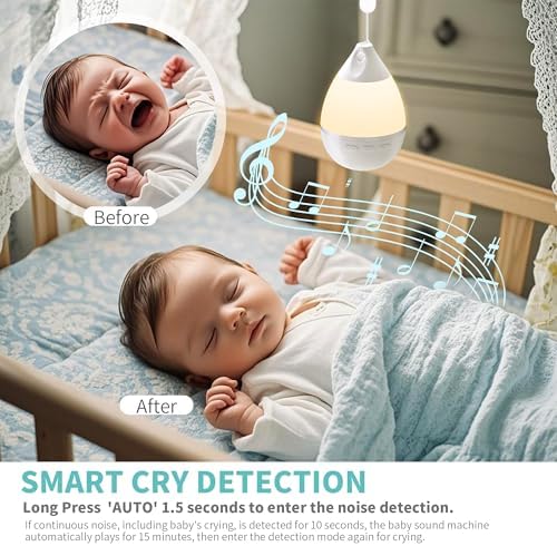 3 in 1 Smart Sound Machine, White Noise Machine with Noise Detection, Night Light, Speaker, Rechargeable Battery, 26 Soothing Sounds and Portable Design for Kids & Adults - Image 2