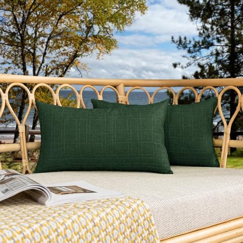 Kevin Textile Outdoor Waterproof 12”x20” Pillow Covers 2 Pack, Army Green by KevinTextile