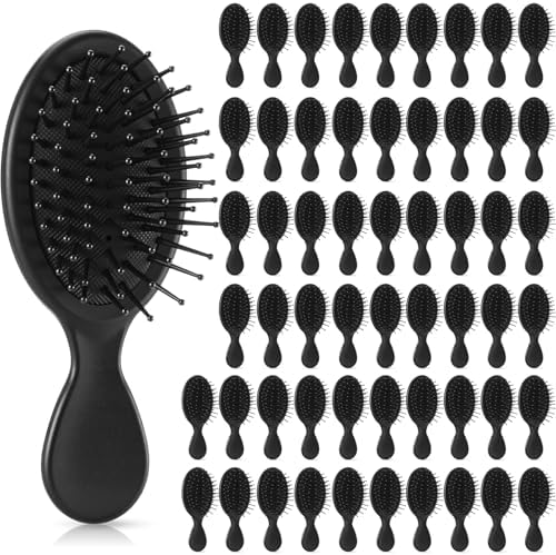 60 Pcs Black Mini Hair Brushes Bulk for Homeless Soft Bristles Adds Shine Scalp Massage and Detangling Travel Hair Combing for Women Spa Party Favors by Ferrochef