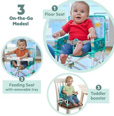 Bright Starts Disney Stitch Pop 'N Sit Portable Booster, Indoor/Outdoor Use, Floor Seat with Feeding Tray, Blue, 6 Mos - 3 Yrs (Pack of 2) - Image 4