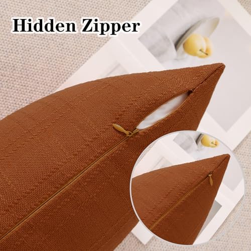 Kevin Textile Outdoor Waterproof 26”x26” Pillow Covers 2 Pack, Burnt Orange - Image 3