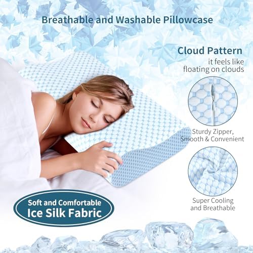Cervical Pillow for Neck Pain Relief, Contour Memory Foam Pillows for Sleeping, Ergonomic Pillow Cooling Pillow Bed Pillow Neck Support for Side Back Stomach Sleepers (Blue) - Image 4