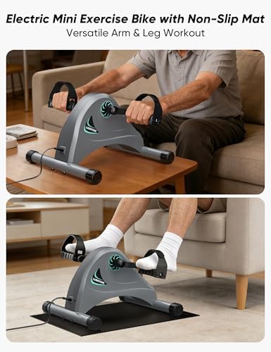 Under Desk Bike Pedal Exerciser for Seniors, LUBBYGIM Mini Exercise Bike for Physical Therapy, Electric Motorized Foot Pedal Machine for Arm and Leg Fitness, 6 Speed Levels - Image 2
