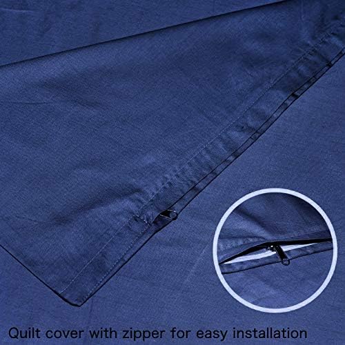 YEMYHOM 100% Cotton Weighted Blanket Cover 60"x80", Soft Removable Duvet Cover for Heavy Blanket, Machine Washable（Navy Blue） - Image 6
