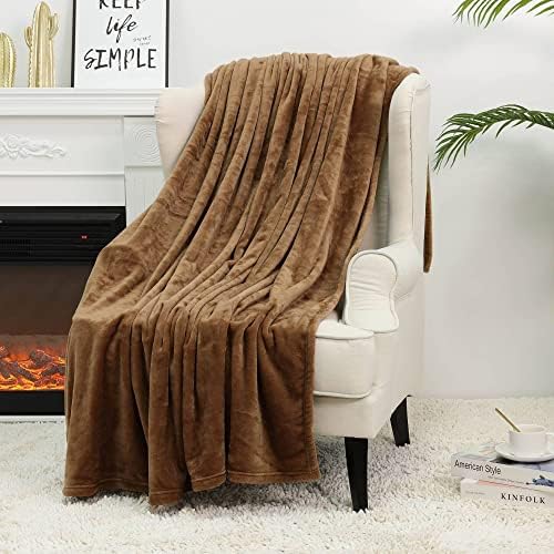 NANPIPER Fleece Blankets Super Soft Flannel Queen Size Blanket for Bed Luxury Cozy Microfiber Plush Fuzzy Blanket,Coffee Brown - Image 4