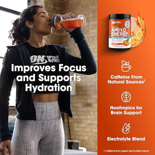 Optimum Nutrition Amino Energy Powder Plus Focus, Tangerine Wave, 9.5 Oz - Image 5