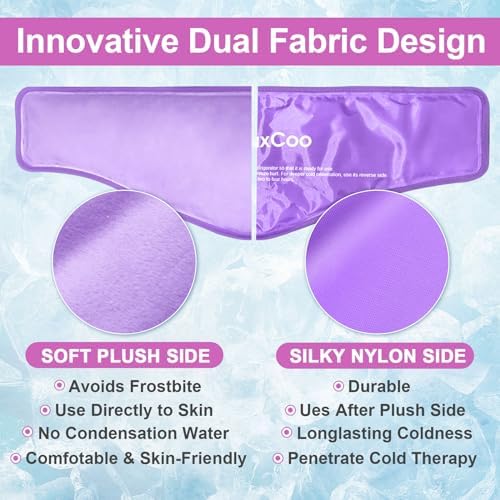 RelaxCoo Neck Ice Pack Wrap, Reusable Gel Ice Pack for Neck Shoulders, Cold Compress Therapy for Pain Relief, Injuries, Swelling, Bruises, Sprains, Inflammation and Cervical Surgery Recovery Purple - Image 3