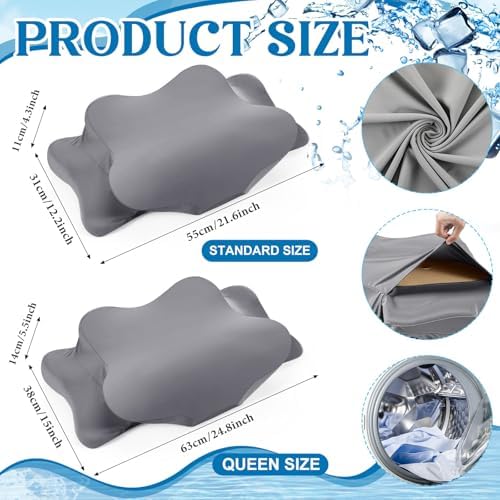 Hahafelt Cooling Cervical Pillowcase Cover with Envelope Closure (Only Pillow Case) Ergonomic Neck Pillowcase Smooth Soft Cool Pillow Cover for Side Back Stomach Sleepers(Dark Gray,Standard Size) - Image 2