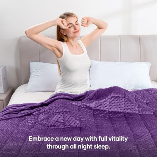 Wemore Weighted Blanket for Adults 12 lbs Queen Size 60"x80" Purple - Image 5