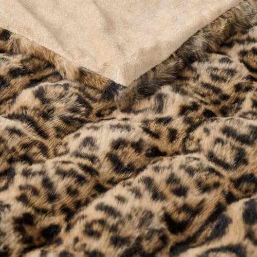 Lotus Karen Faux Fur Throw Blanket Leopard Brown, Fluffy Fuzzy Plush Rabbit Bubble Queen Size Blanket for Couch, Luxury Decorative Gifts for Sofa Bedroom Living Room. - Image 4