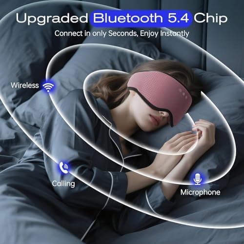 Sleep Mask with Bluetooth 5.4 Headphones, Removable 3D Eye Cups, Timing Sleeping Headphones for Side Sleepers, Wireless Music Eye Mask Speakers for Men, Women, Tech Gifts, Pink - Image 6