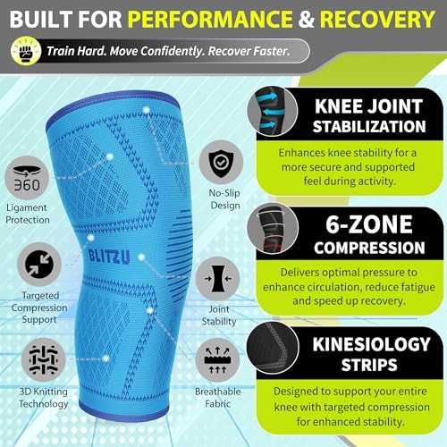 Knee Brace Men & Women, Knee Compression Sleeve Support Wrap Tendonitis L - Image 4