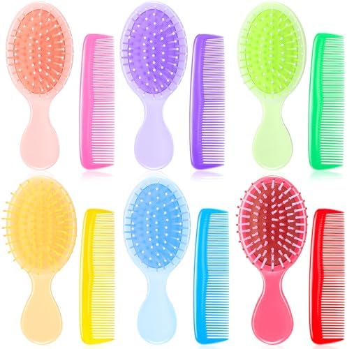 Epakh 12 Hair Brush Comb Set Wet Detangling Mini for Travel, Bright Color by Epakh