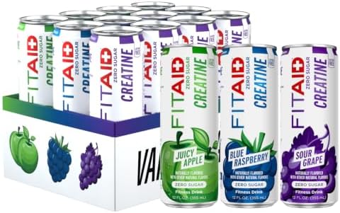 FITAID Creatine Recovery Drink, Electrolytes, Zero Sugar Variety, 12pk by LIFEAID
