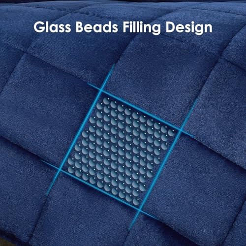 yescool Weighted Blanket for Adults (15 lbs, 60" x 80", Sapphire Blue) Heavy Blanket for Sleeping Perfect for 140-160 lbs, Queen Size Breathable Blanket with Premium Glass Bead - Image 5