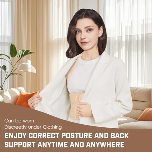 Back Brace Posture Corrector for Women & Men, Adjustable Shoulder Straightener with Full Back Support, Relief for Lower & Upper Back Pain, Hunchback & Scoliosis (Beige, Small) - Image 5