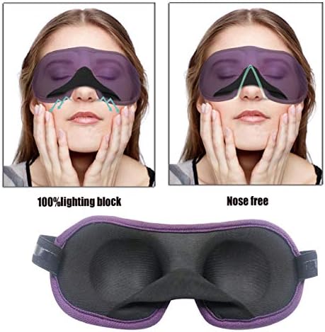 3D Eye mask for Sleeping,Machine Washable, Sleep Mask for Women, Blinder Blindfold Airplane (Black+Purple) - Image 2
