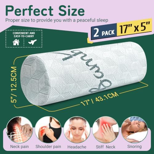 Cervical Roll Pillow, Cylinder Neck Pillow with Removable Washable Cover - Image 3