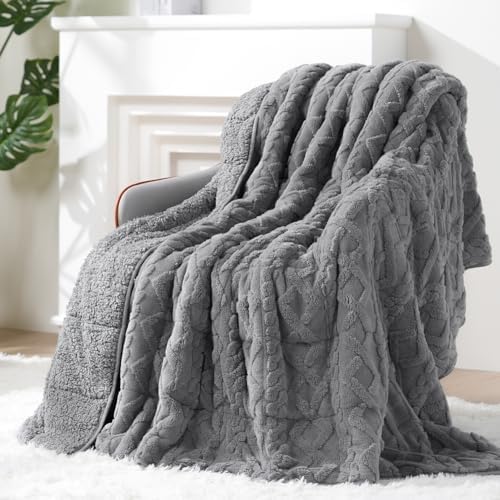 Ultra Soft Sherpa Weighted Blanket for Adults, 60"x80" 15lbs Heavy Blankets by EazfyPro
