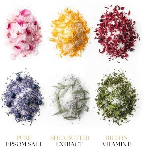Epsom Salt Bath Gift Set – 6 Aromatherapy Blends with Essential Oils – Bath & Body Gift Set for Women, Stress Relief, Self Care, Birthday Gifts – Jane & Bloom - Image 4