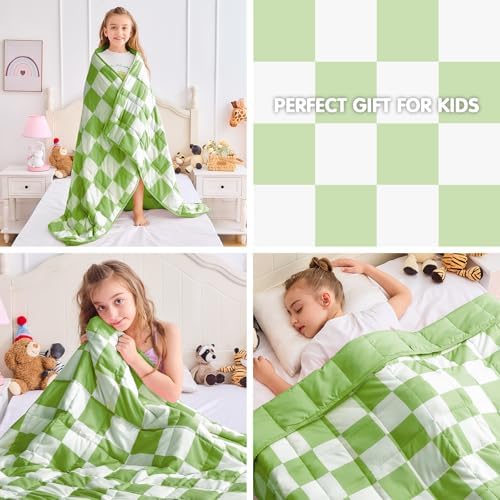 yescool Green Checkered Weighted Blanket 10 Pounds Plaid Weighted Throw Blanket, Twin Heavy Blanket, Tartan Bed Throw Blanket Gifts for 80-110lbs, 48"x72" - Image 4