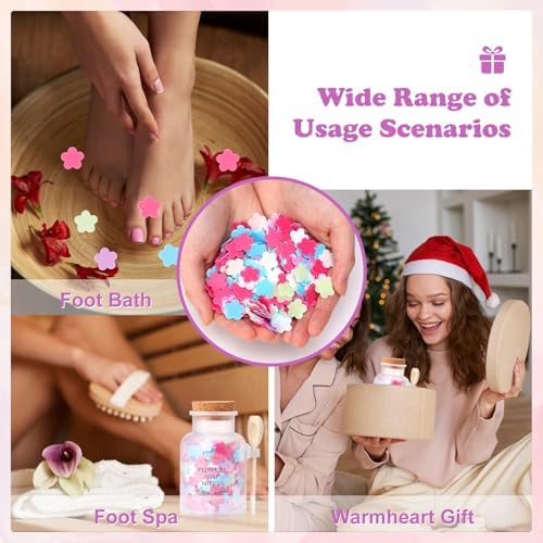 DOSTATNI Pedicure Soap Flowers Pedicure Foot Spa Tablets 10 Oz Plastic Bath Salts Jar Foot Soak Flower Paper Soap Sheet Softens Skin Botanicals Lavender Essential Oil Fast Dissolving Supplies - Image 5