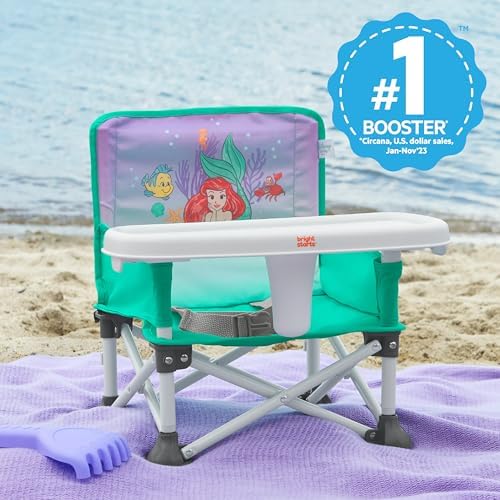 Bright Starts Disney Princess Ariel Pop 'N Sit Portable Booster, Indoor/Outdoor Use, Floor Seat with Feeding Tray, 6 Mos - 3 Yrs - Image 3