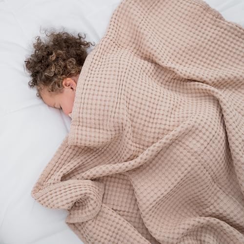 Comfy Cubs Waffle Weave Baby Blanket - 40” x 40” Cotton Blanket with Textured Design - Lightweight Swaddle for Bed, Crib, Stroller, or Couch - Soft and Cozy Cover for Toddlers, Boys & Girls - Blush - Image 2