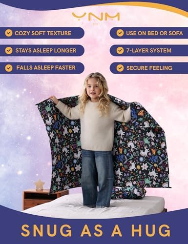 YnM Weighted Blanket Kids(41"x60" 7lbs) Washable Soft Heavy Blanket Throw for All-Season Weighted Blanket for Sleeping,Throw Size Breathable Blanket with Premium Glass Bead(Unicorn) - Image 3