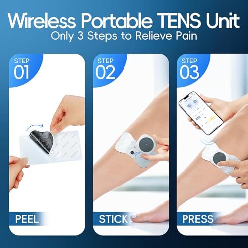 Comfytemp Transcutaneous Electrical Nerve Stimulator, Wireless TENS Unit Muscle Stimulator for Pain Relief, Rechargeable Portable TENS Unit Machine with Two Hosts for Back, Shoulder, Waist, Leg, Arm - Image 6