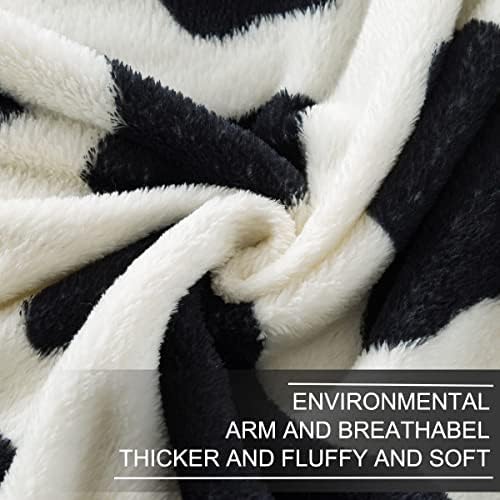 Fleece Cow Print Blanket - Premium Lightweight Anti-Static Bed Cow Throws Soft Cozy Warm Blankets Plush Gift, Bedroom Decor 90" x 108"(Black Cow King) - Image 6