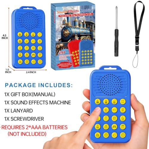 Train Sound Effects Machine - 20 Sounds - Gifts for Teen Boys and Girls,Train Whistle for Kids & Adults,3-Level Volume Control,for 3-16 Year Old Boys,Cool Gadgets(Blue, Batteries NOT Included) - Image 6