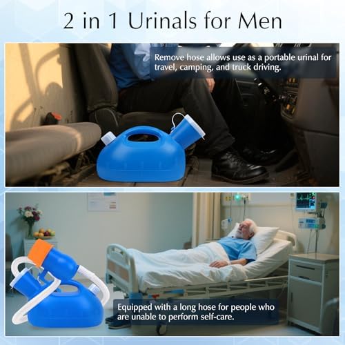 Portable Urinals for Men Spill Proof, OOCOME Upgrade Male Urinal Bottle Spill Proof for Seniors, Bedside Urinal with Soft Funnel & Long Hose, for Hospital Wheelchair Bedridden Car and Travel Use - Image 7
