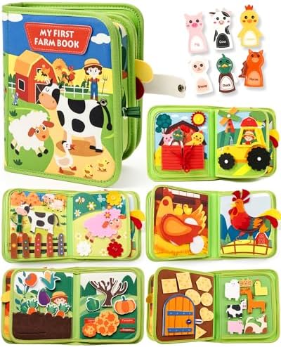 Montessori Busy Book, 10-Page Sensory Activity Toy, Farm by Ladfar