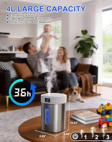 Stainless Steel Humidifiers for Bedroom,Large Room,Baby Nursery,Plants,Home - Image 3