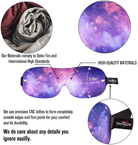 PrettyCare 3D Sleep Mask 2 Pack,Eye Mask for Sleeping 3D Contoured Sleeping Mask Blackout Out Light - Blindfold Airplane with Ear Plugs, Night Masks with Travel Bag (Ultra Purple and Black) - Image 5