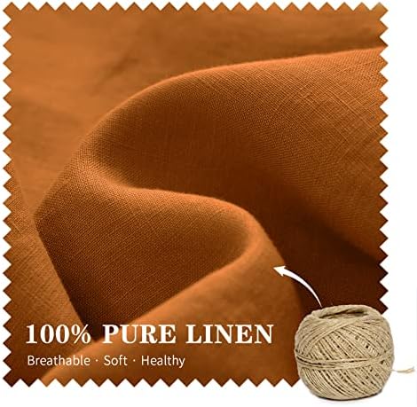Simple&Opulence 100% Linen Lumbar Pillow Cover 12 x 20 Inches Set of 2 Rectangular Decorative Throw Cushion Cover for Couch Sofa Bed Living Room Office Soft Breathable Farmhouse - Rust - Image 2