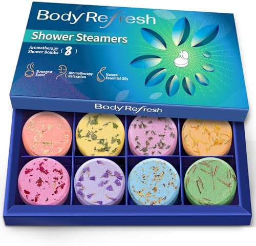 Shower Steamers Aromatherapy - 8 Pack Shower Bombs with Natural Essential Oils, Birthday Gifts for Women Self Care Relaxation Home SPA Stress Relief Eucalyptus for Shower, Gifts for Women Her Mom by BodyRefresh