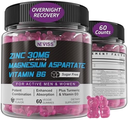 Zinc Magnesium Aspartate Recovery Supplement, Post Workout Gummies, 60 Cts by Neviss
