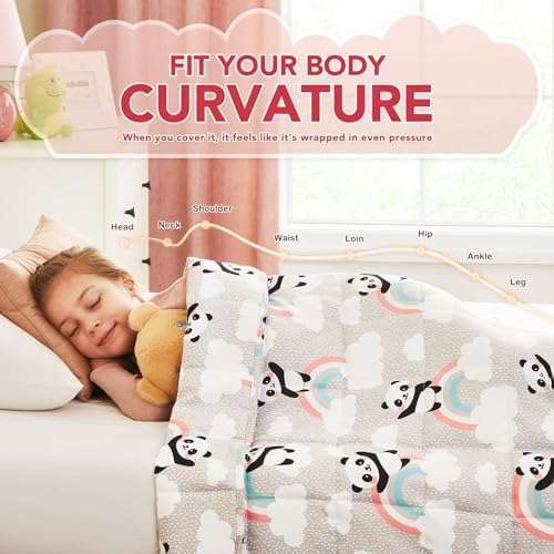 CuteKing Weighted Blanket (5lbs,36"x 48", HappyPanda) Heavy Blanket for 40-60lbs, Weighted Blanket for Cooling & Heating with Premium Glass Beads, Soft Thick Blanket All-Season - Image 3