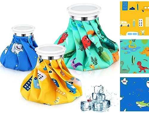 Shihanee 3 Pcs Ice Bags for Injuries Reuse, Multicolor, Dinosaur Style by Shihanee