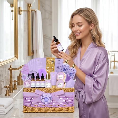 Gifts for Women, 32 Pcs Lavender Bath & Body Gifts Basket Set for Women - Image 6