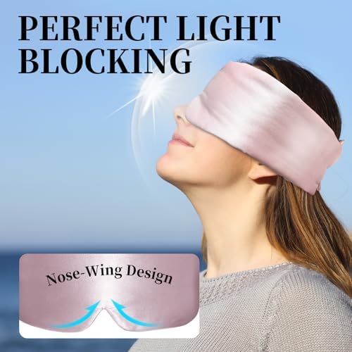 100% Mulberry Silk Sleep Mask, Large Eye Cover for Sleeping, Comfortable and Pressure-Free Sleeping Masks for Women Men, Completely Blackout (Light Plum) - Image 4