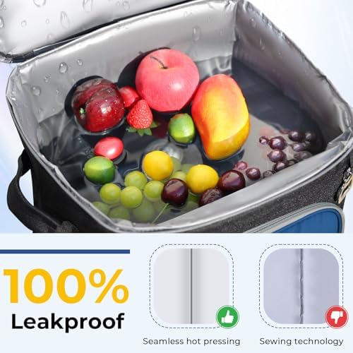 INSMEER 2-in-1 Rolling Cooler with Wheels, 60 Cans Collapsible Soft Sided Cooler on Wheels, Hard Top with 2 Cup Holders, Insulated 100% Leakproof Wheeled Cooler Bag for Beach Camping Outdoor - Image 6