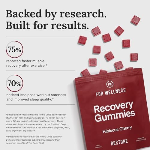 Recovery Gummies Restore - Tart Cherry Gummies for Muscle Recovery - Hibiscus Cherry Flavor with Antioxidants & Electrolytes Combats Soreness, Boosts Energy - Vegan, Non-GMO, Gluten-Free - 90ct - Image 5